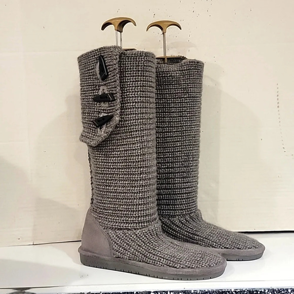BEARPAW GRAY KNIT KNEE BOOTS (sz 8)‎ - Picture 1 of 6